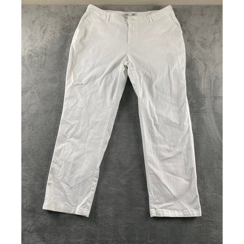 Amazon Essentials Womens White Straight Leg Chino Pants Size 16 Plus Mid Rise
